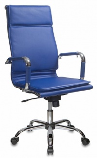 Кресло руководителя Бюрократ CH-993 синий искусственная кожа крестовина металл хром